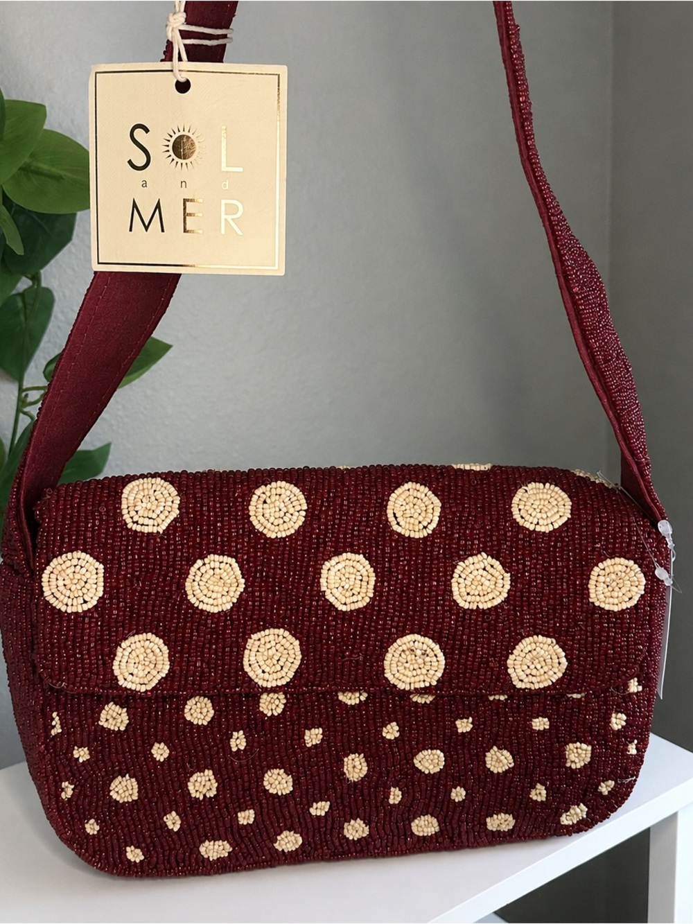 NEW FALL VIRAL SOL and MER Beaded Polka Dot Shoulder Bag – New with Tags